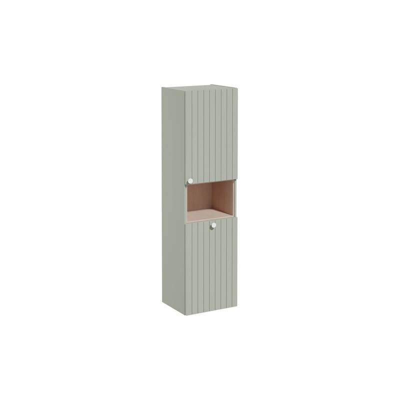 VitrA Root Groove 40cm 2 Door Semi-Tall Unit w/Laundry Basket (RH Hinge) – Matt Retro Green