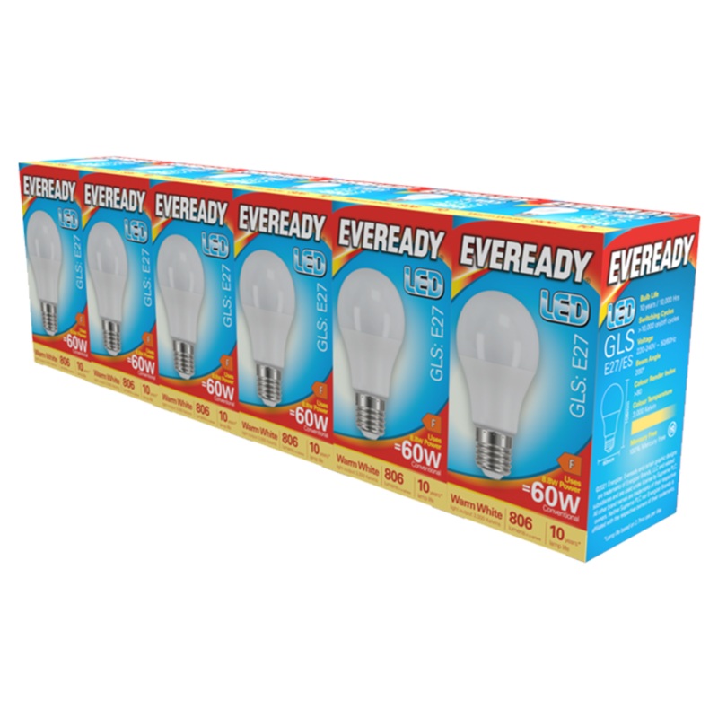 Eveready LED GLS ES E27 Pack 6