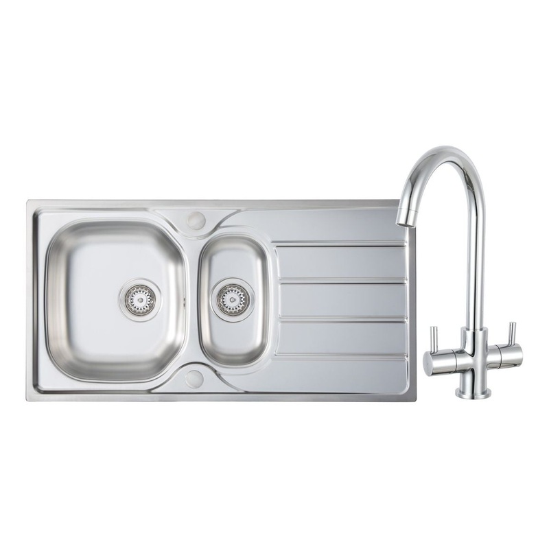Prima 1.5B Inset Sink & Staten Tap Pack – St/Steel & Chrome