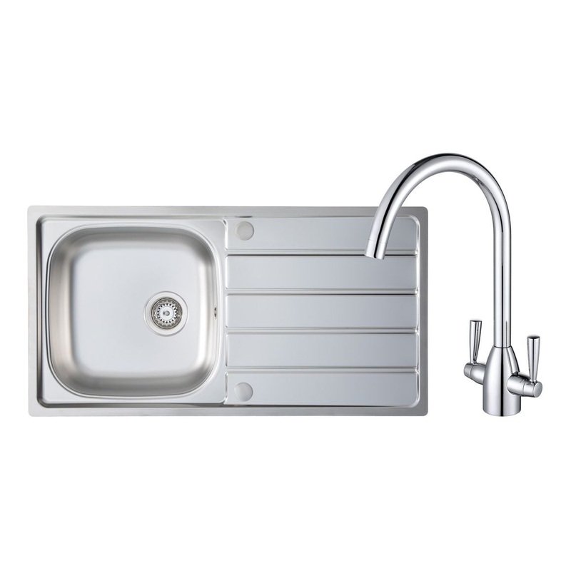 Prima 1B Inset Sink & Chelsea Tap Pack – St/Steel & Chrome
