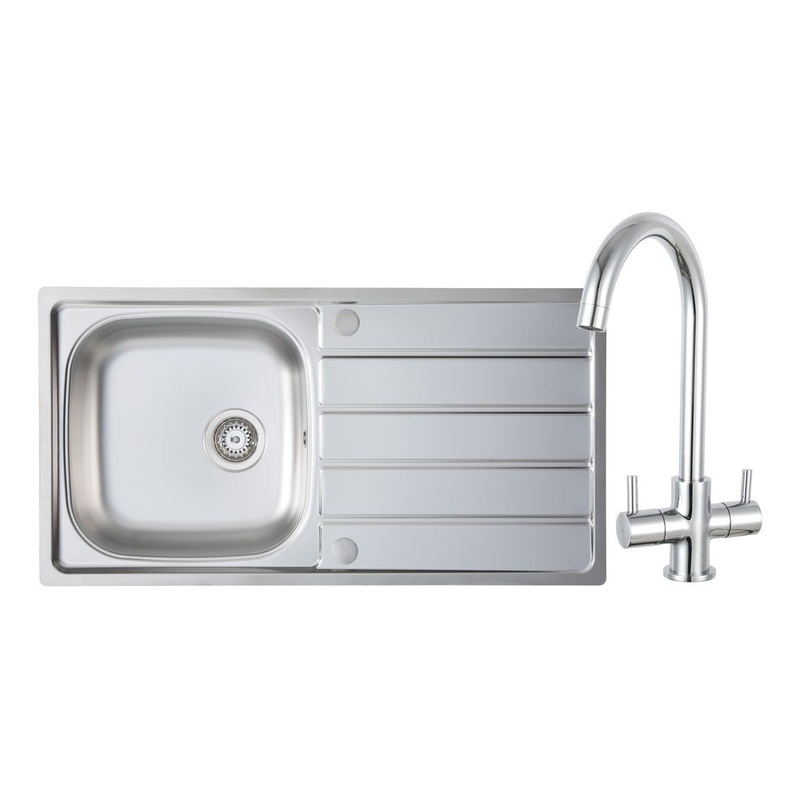 Prima 1B Inset Sink & Staten Tap Pack – St/Steel & Chrome