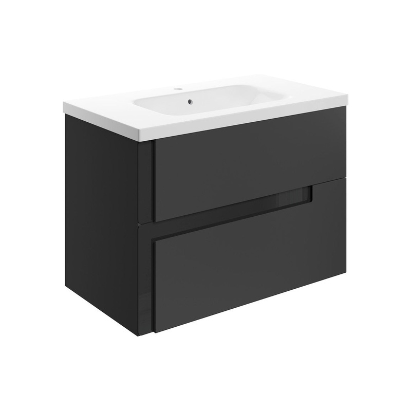 Canoe 815mm Wall Hung 2 Drawer Basin Unit & 1TH White Basin