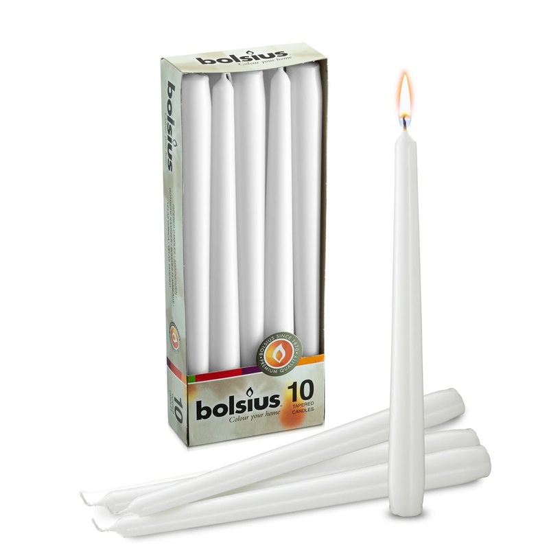 Bolsius Tapered Candles Pack 10 White