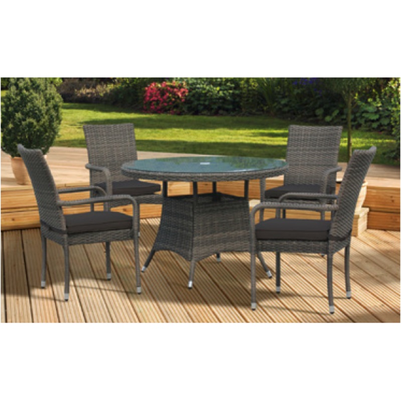 Pagoda Amalfi 4 Seat Dining Set 4 x Chairs, 1 x Round Table