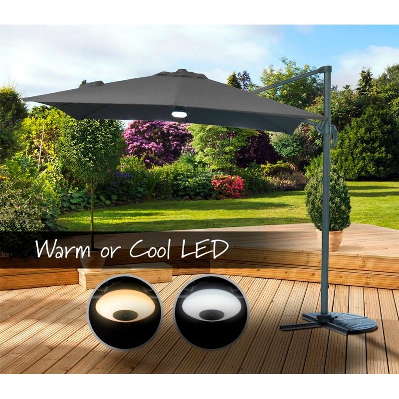 Pagoda Square Roma LED Grey Parasol 2.5m