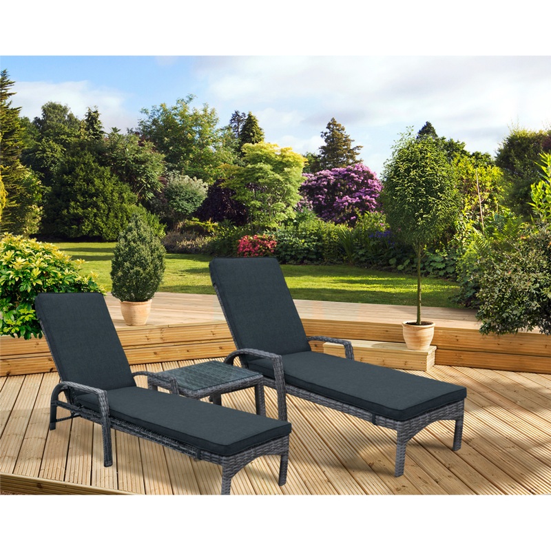 Pagoda Tuscany Sunlounger x 2 & Side Table