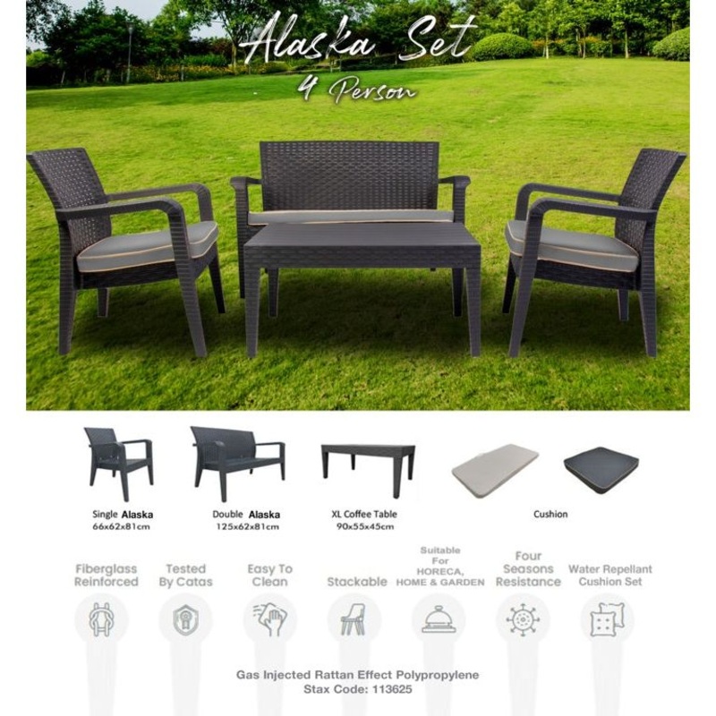 Professional Alaska Sofa Set Anthracite 4 Piece