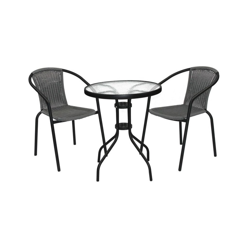 SupaGarden Rattan Bistro Set Grey/Black