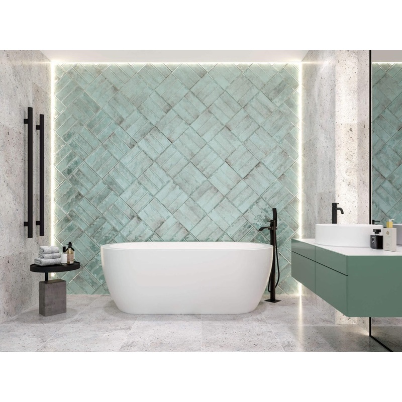 Golden Tile Vintage Ceramic Wall Tile 300 x 100mm 0.84m2 Light Green