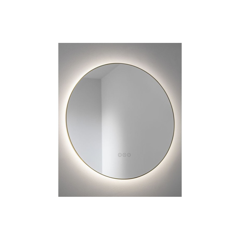 Abode Mayar 600mm Round LED Mirror – Brushed Brass