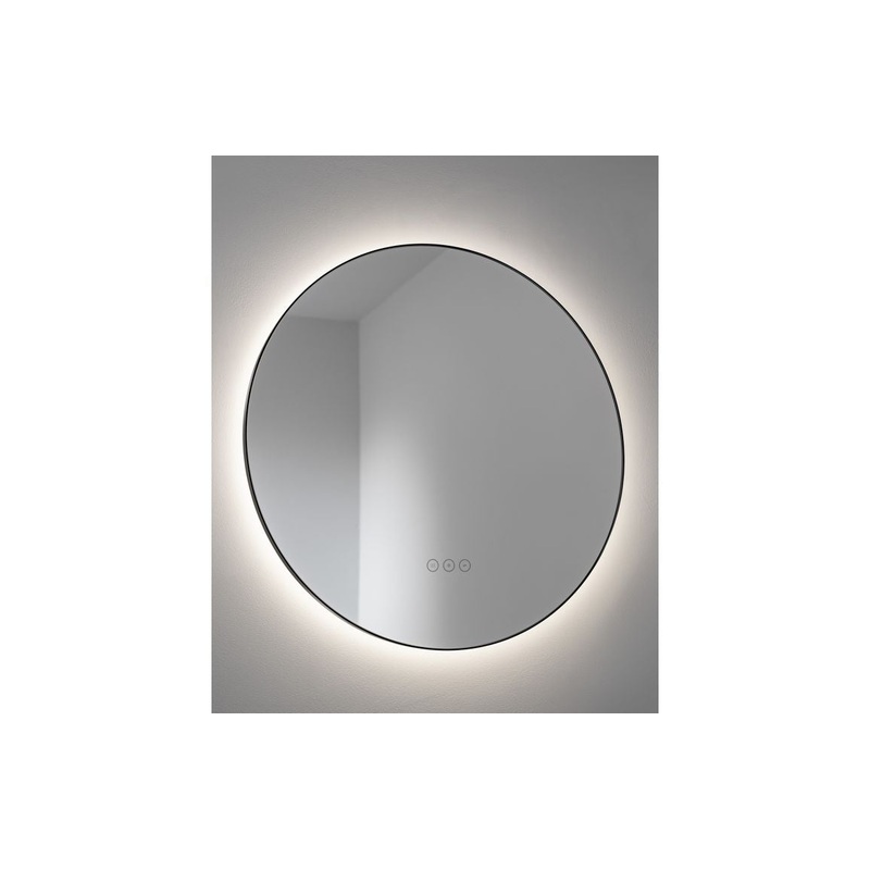 Abode Mayar 600mm Round LED Mirror – Matt Black