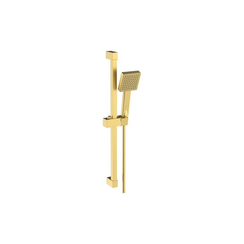 Square Slider Rail Kit & Single Mode Handset – Brushed Brass