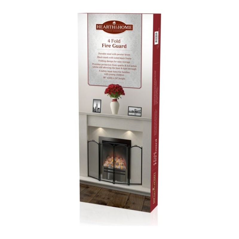 Hearth & Home Folding Fire Guard Black 4 Sections