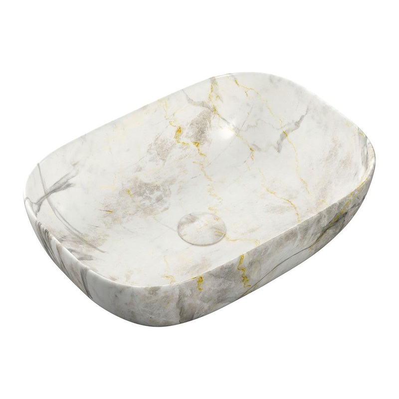 Miller 460x330mm Ceramic Washbowl – White Marble Effect