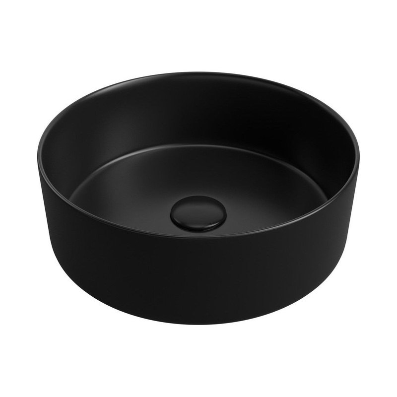 Nanka 355mm Ceramic Round Washbowl & Waste – Matt Black