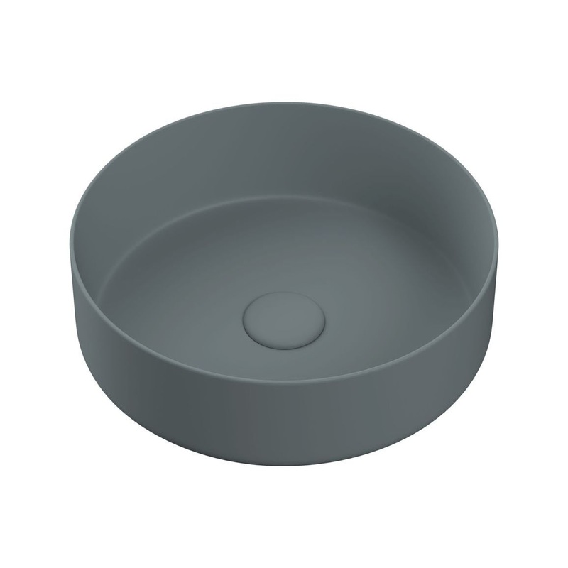 Nanka 355mm Ceramic Round Washbowl & Waste – Matt Grey