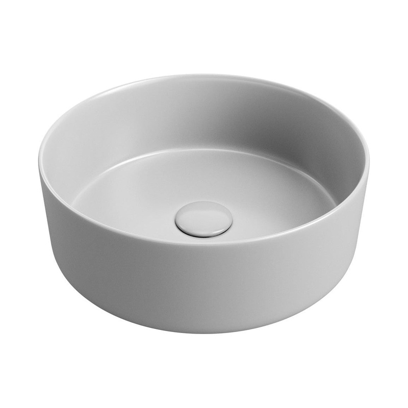 Nanka 355mm Ceramic Round Washbowl & Waste – Matt Light Grey
