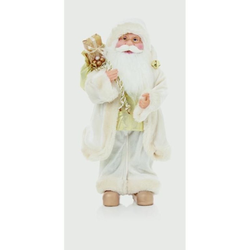 Standing Santa With Glasses White/Gold