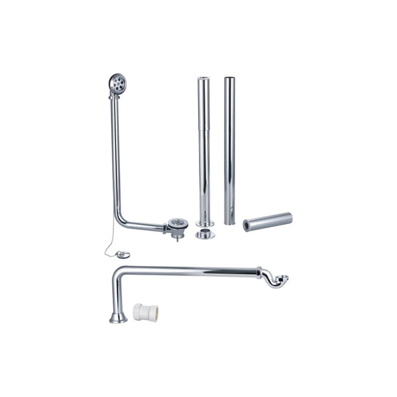 Exposed Bath Plug & Chain Waste With Pipe Shrouds – Chrome