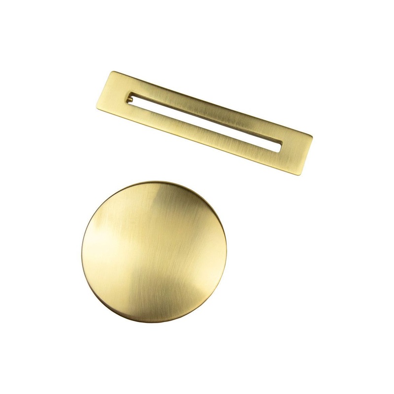 Floor Standing Bath Curved Overflow & Waste Cover – Brushed Brass