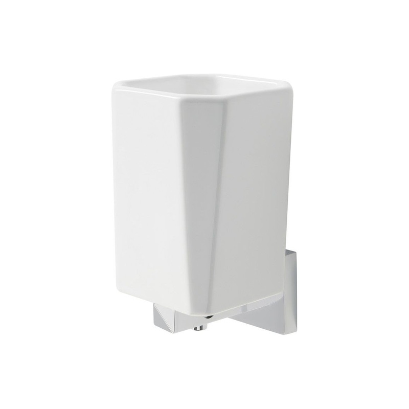 Abbeville Wall Mounted Tumbler – Chrome & White