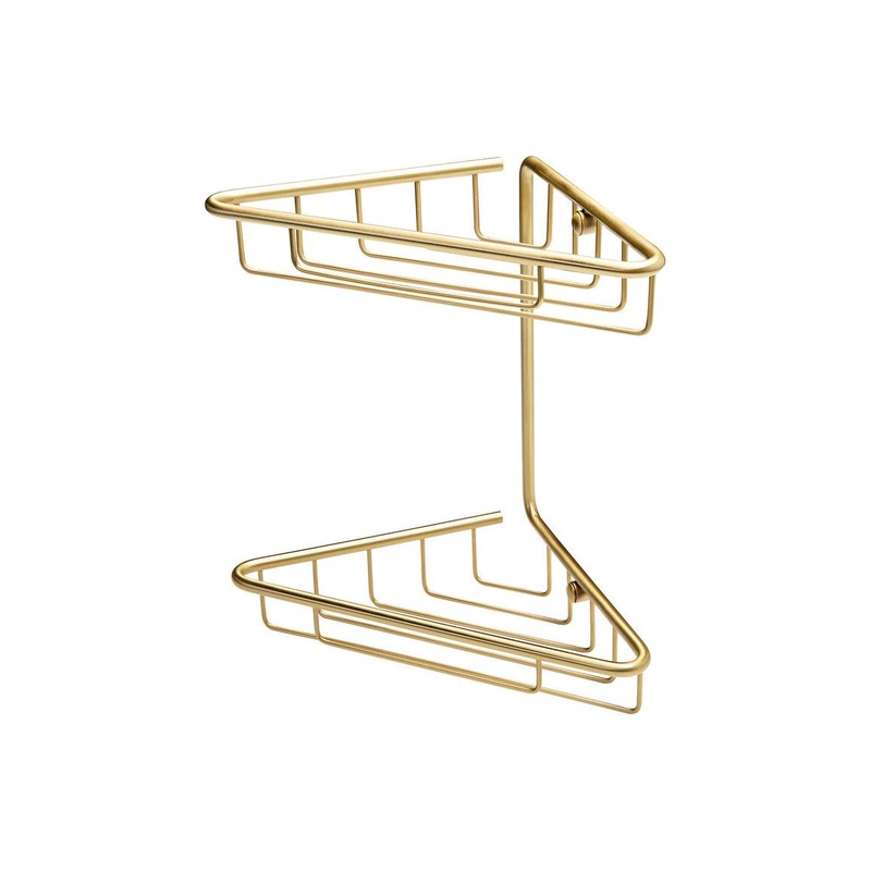 Rockwood 2-Tier Corner Shower Caddy – Brushed Brass