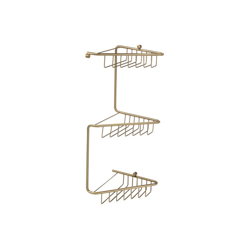 Rockwood 3-Tier Corner Shower Caddy – Brushed Brass