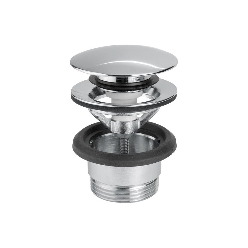 Vema Unslotted Push Button Waste – Chrome
