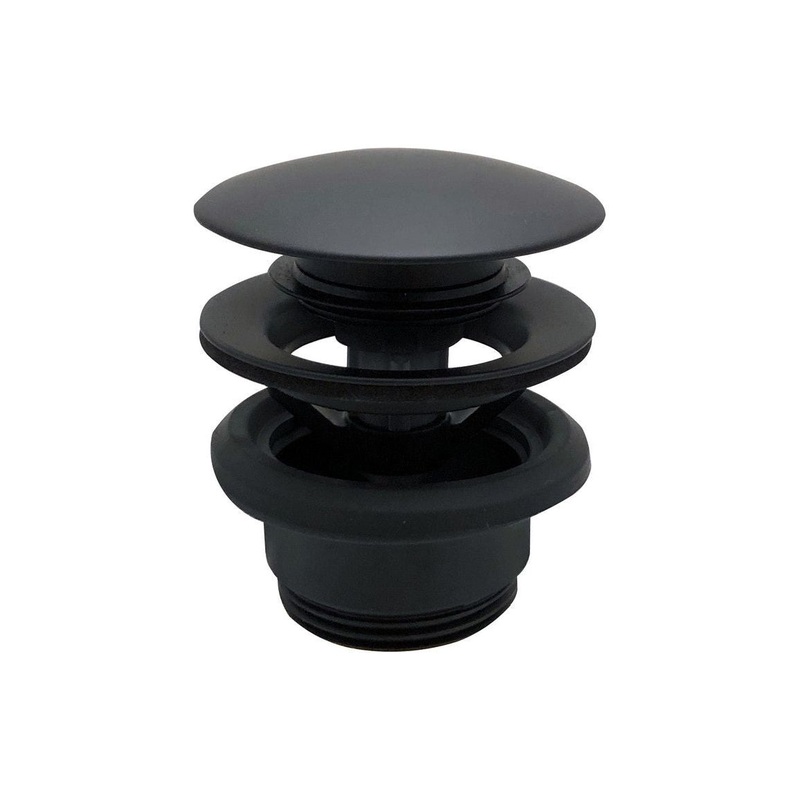 Vema Unslotted Push Button Waste – Matt Black