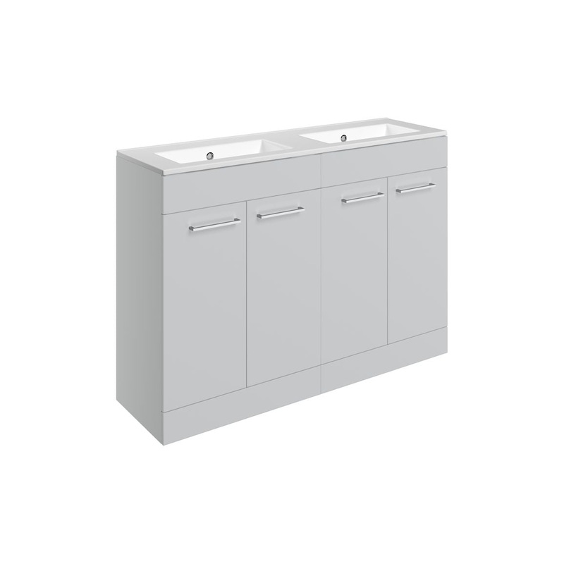 Bateba 1210mm Floor Standing 4 Door Basin Unit & 0TH Thin Edge Basin – Grey Gloss