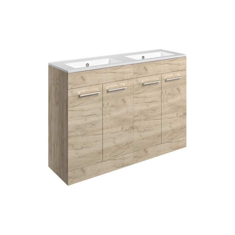 Bateba 1210mm Floor Standing 4 Door Basin Unit & 0TH Thin Edge Basin – Oak