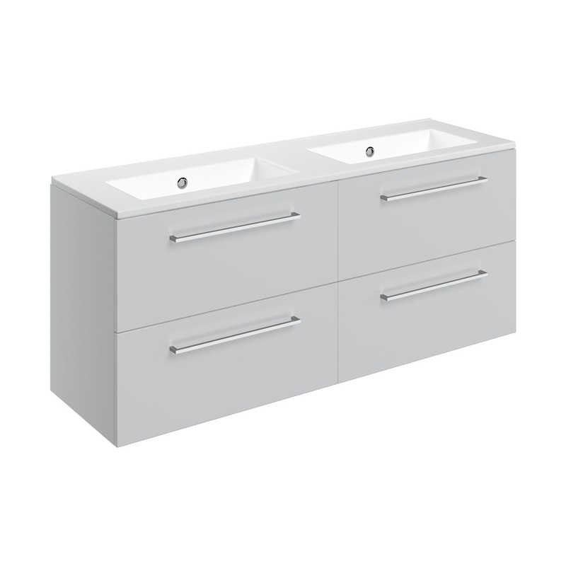 Bateba 1210mm Wall Hung 4 Drawer Basin Unit & 0TH Thin Edge Basin – Grey Gloss