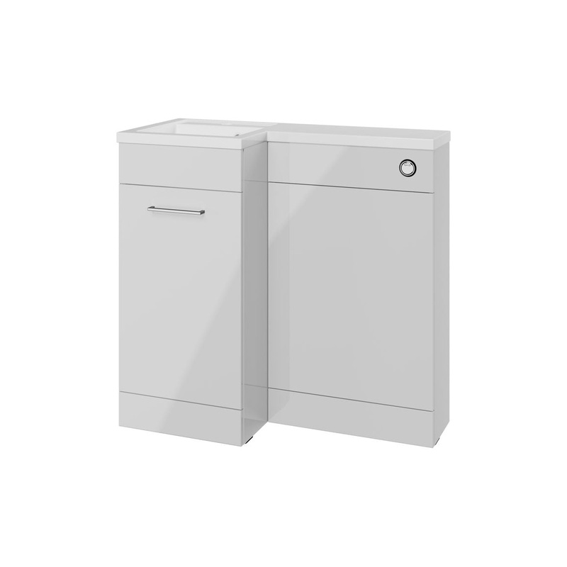 Grove 900mm F/S L-Shape Pack & Basin (LH) – Grey Gloss