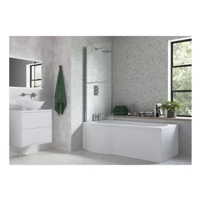 P Shape Bath Screen – Chrome