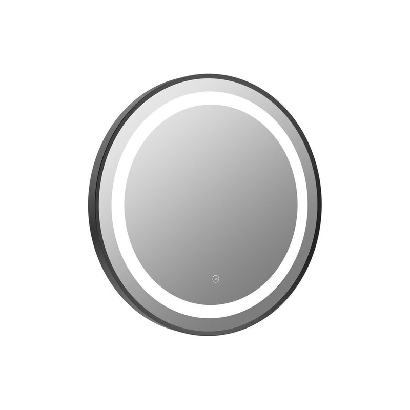 Rhine 600mm Round Front-Lit LED Mirror – Matt Black