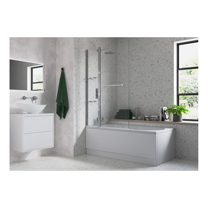 Two Panel Folding Bath Screen – Chrome