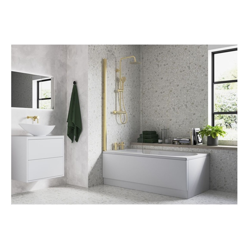 Single Straight Bath Screen – Brushed Brass