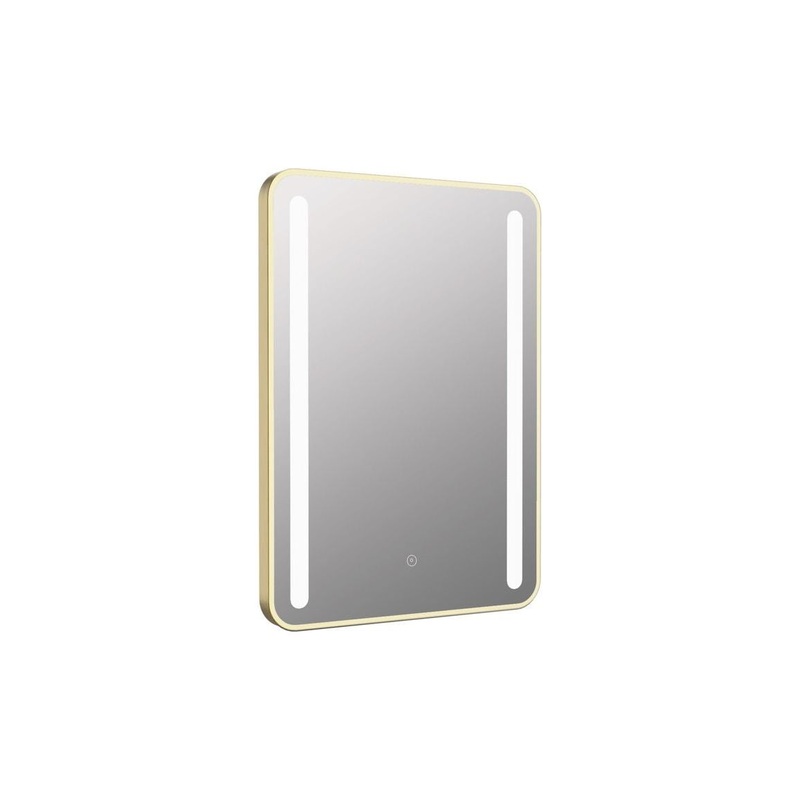 Osun 500x700mm Rounded Front-Lit LED Mirror – Brushed Brass
