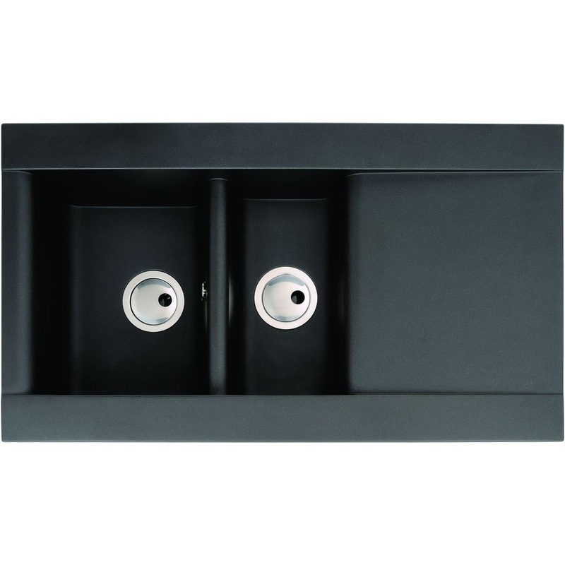 Abode Aspekt 1.5B & Drainer Granite Inset Sink – Black Metallic