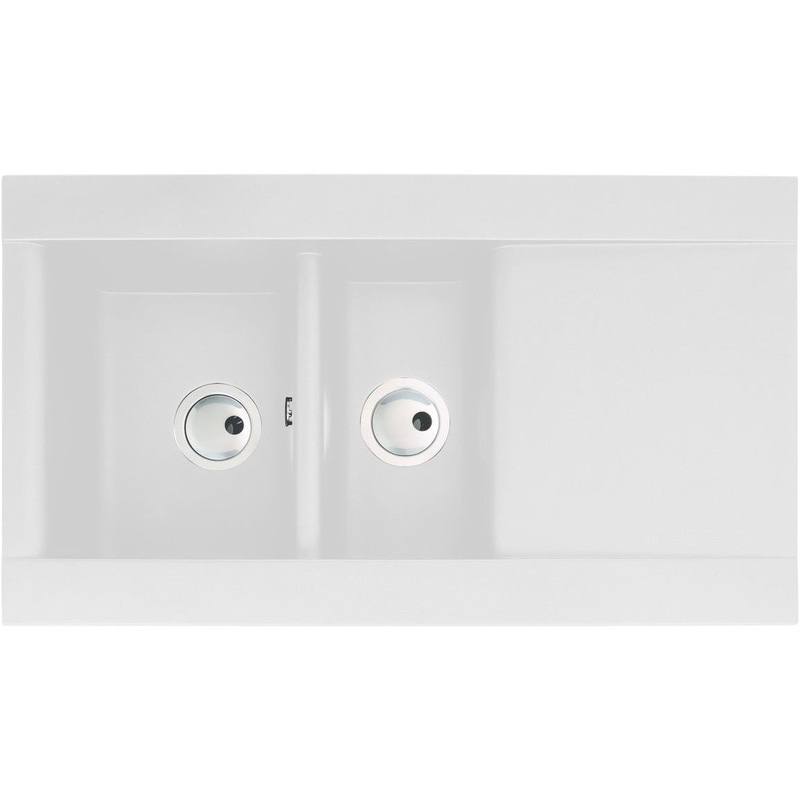 Abode Aspekt 1.5B & Drainer Granite Inset Sink – White