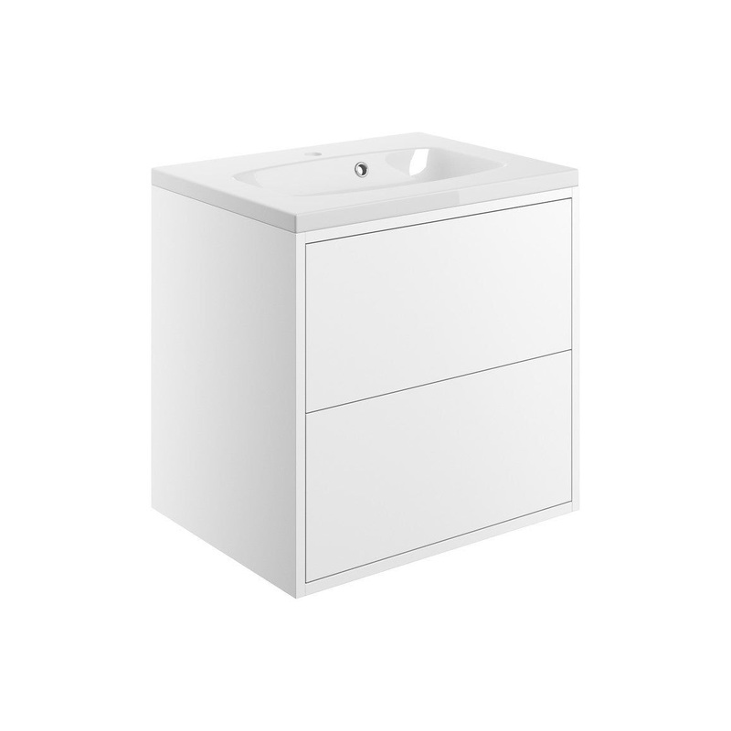 Frontage600mm 2 Drawer Wall Hung Basin Unit Inc. Basin – Matt White
