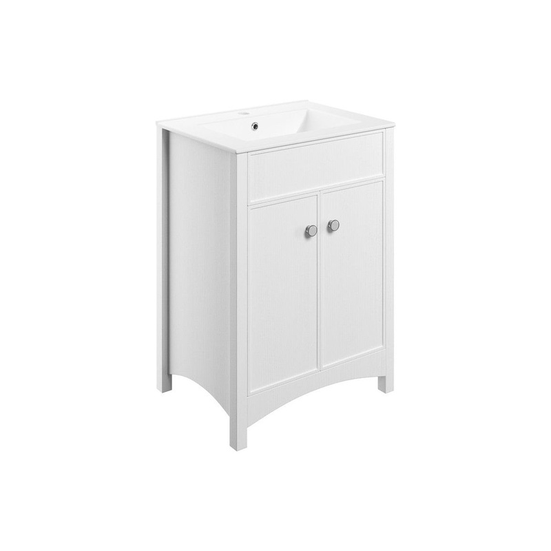Paddock 610mm Floor Standing Basin Unit & Basin – Satin White Ash