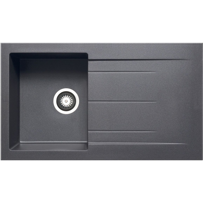 Prima+ Compact Granite 1B & Drainer Inset Sink – Gun Metal