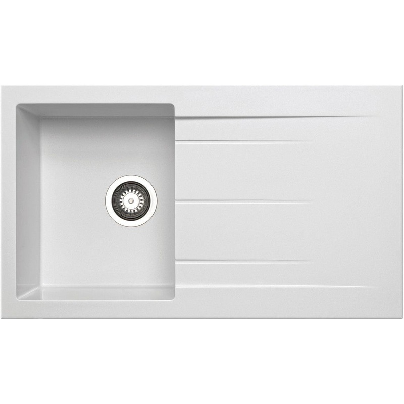 Prima+ Compact Granite 1B & Drainer Inset Sink – White