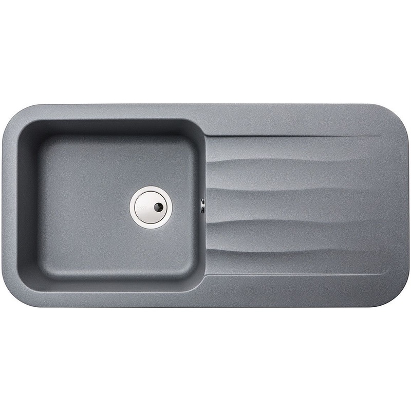 Abode Dune 1B & Drainer Granite Inset Sink – Grey Metallic