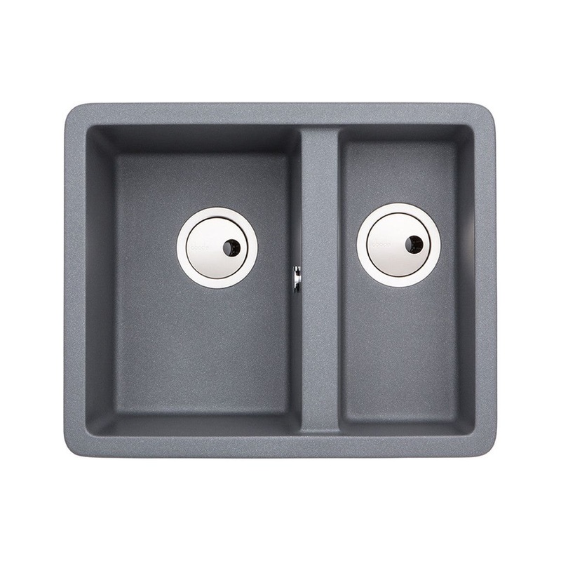 Abode Matrix Sq GR15 1.5B Granite Inset/Undermount Sink – Grey Metallic
