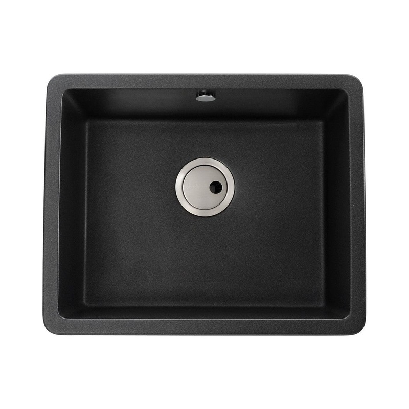 Abode Matrix Sq GR15 Large 1B Granite Inset/Undermount Sink – Black Metallic