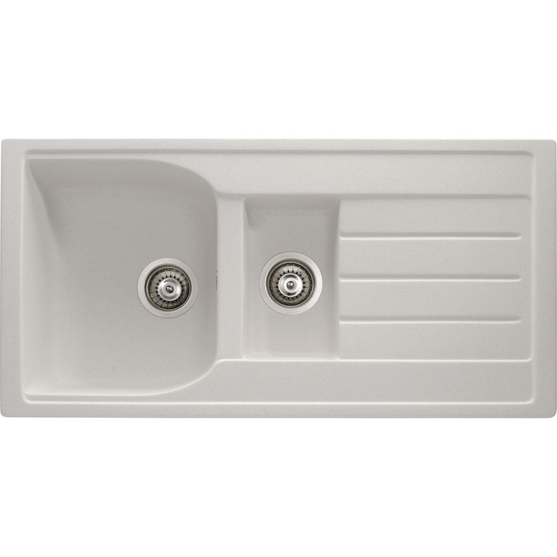 Abode Oriel 1.5B & Drainer Granite Inset Sink – Frost White