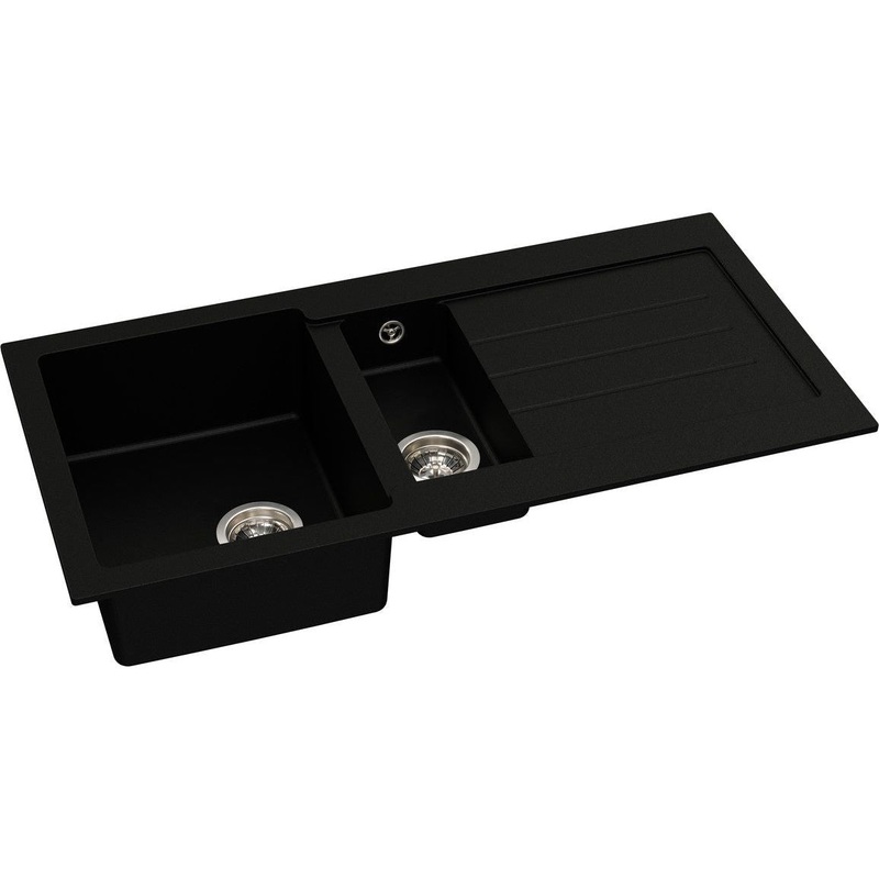 Abode Xcite 1.5B & Drainer Granite Inset Sink – Black Metallic