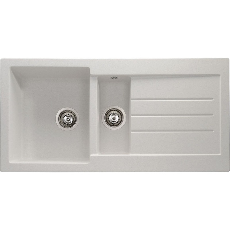 Abode Xcite 1.5B & Drainer Granite Inset Sink – Frost White